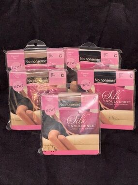 5 prs Brand New No Nonsense Silk Indulgence Control Top Pantyhose size C